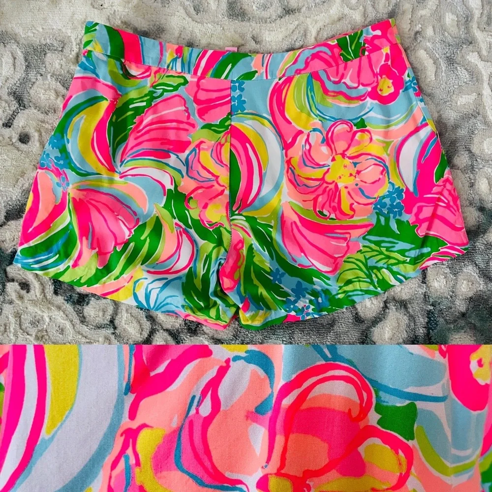 Lilly Pulitzer Bright Pink Multicolor Floral Print Shorts